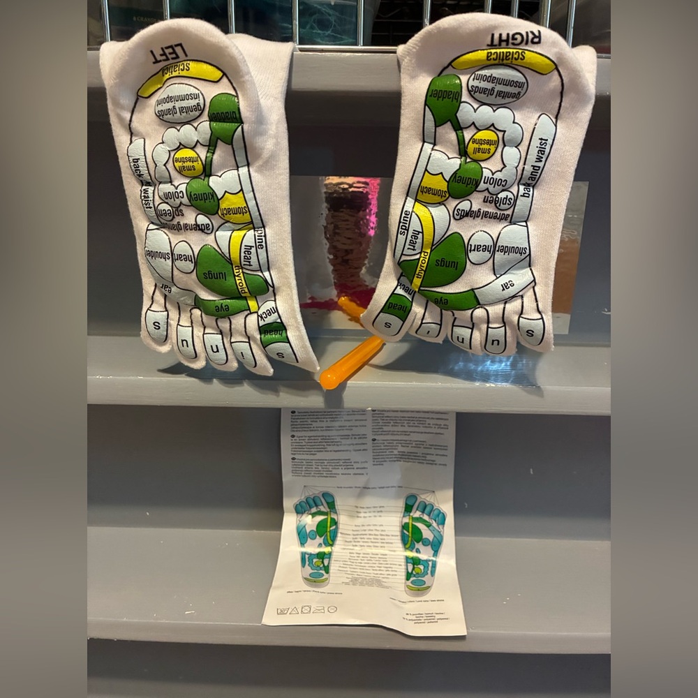 White Reflexology Socks with Colorful Print